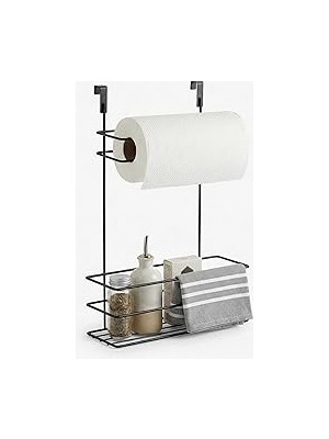 Uravas Store Orret Home Dolap Içi Asılabilir Metal Kağıt Havluluk ve Deterjan Sepeti Organizer – Dolap Kapağına Asılabilir Kağıt Havlu Askılığı, Deterjan Düzenleyici Raf, Mutfak ve Banyo Kapak Içi Metal Organizer