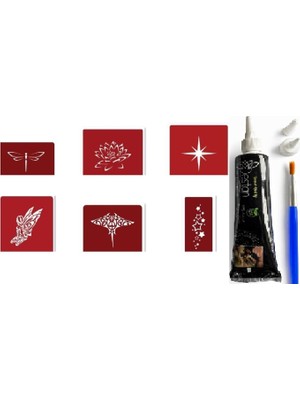 Uravas Store Yıldız Peri Hint Kınasıyla Geçici Dövme Yapma Seti Fırça ve 6 Adet Kalıp Hediyeli