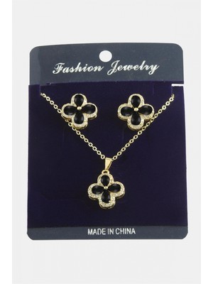 Hace Bazaar Çiçek Zirkon Taşlı Set Kolye