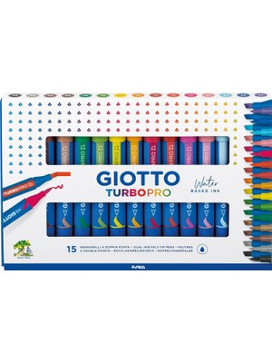 Uravas Store Giotto Turbo Pro Markör, Çift Uçlu, Yuvarlak Şekilli, Farklı Renklerde, 15 Adet