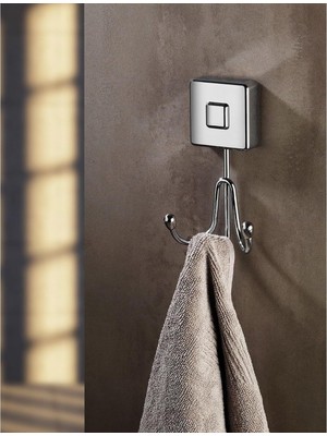 Uravas Store Paslanmaz Duvara Monte Bornoz Askısı Bornozluk 2'li Banyo Boy Havlusu Bornoz Askılığı Yapışkanlı