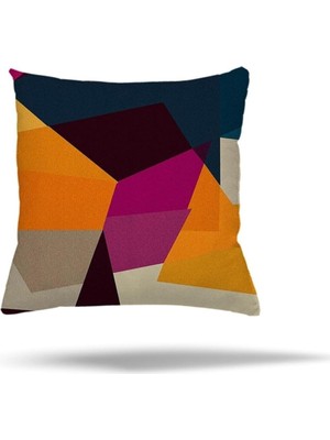 Uravas Store Pelangi Geometrik Desen Renk Bloklu Gizli Fermuarlı Yastık Kılıfı Kırlent Kılıfı Koltuk Yastık Kılıfı, Turuncu 45 x 45