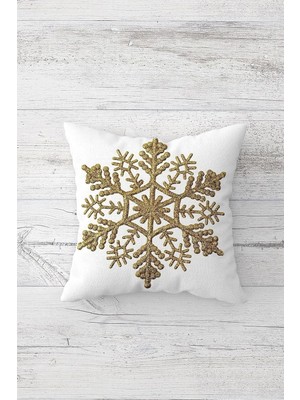 Uravas Store Pelangi Gold Kar Tanesi Çift Tarafı Baskılı Gizli Fermuarlı Yastık Kılıfı Kırlent Koltuk Yastık Kılıfı, Beyaz 45 x 45, 24691156245451