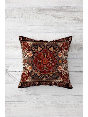 Uravas Store Pelangi Retro Etnik Çift Tarafı Baskılı Gizli Fermuarlı Yastık Kılıfı Kırlent Koltuk Yastık Kılıfı, Bordo-Kiremit 45 x 45, 24691327845451
