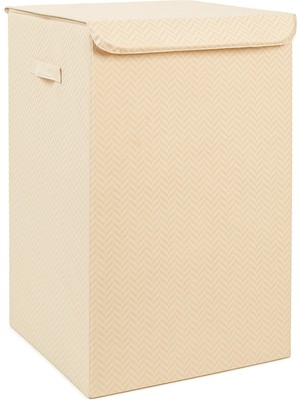 Uravas Store Ocean Home Textile Bej Balıksırtı Çamaşır Kutusu 36 x 36 x 56 cm