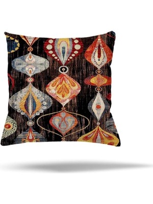 Uravas Store Pelangi Geometrik Kilim Etnik Desenli Afrika Gizli Fermuarlı Yastık Kılıfı Kırlent Kılıfı Yastık Kılıfı, Kahverengi 45 x 45