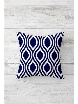 Uravas Store Pelangi Lacivert Damla Desen Çift Tarafı Baskılı Gizli Fermuarlı Yastık Kılıfı Kırlent Koltuk Yastık Kılıfı, Gece Mavisi 45 x 45