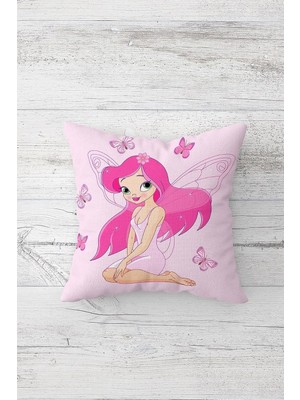 Uravas Store Pelangi Peri Prenses Çift Tarafı Baskılı Gizli Fermuarlı Yastık Kılıfı Kırlent Koltuk Yastık Kılıfı, Pembe 45 x 45, 2469109045451