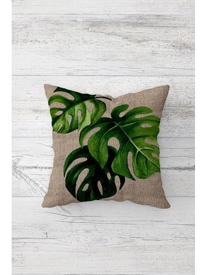 Uravas Store Pelangi Yeşil Büyük Yapraklar Çift Tarafı Baskılı Gizli Fermuarlı Yastık Kılıfı Kırlent Koltuk Yastık Kılıfı, Koyu Yeşil 45 x 45, 24691256045451