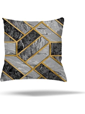 Uravas Store Pelangi Geometrik Gold Geçişli Gizli Fermuarlı Yastık Kılıfı Kırlent Kılıfı Koltuk Yastık Kılıfı, Gri 45 x 45