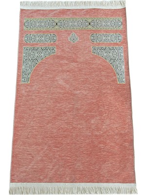 Uravas Store Kabe Desenli Örgü Püsküllü Şönil Seccade Pembe