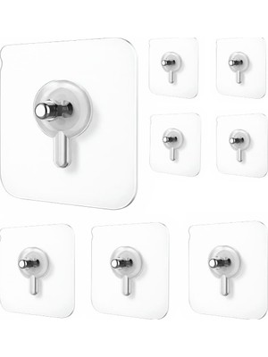 Uravas Store Şeffaf Yapışkanlı Duvar Askısı 4'lü Set (2 Adet) – Delmeden Montaj, Güçlü Tutucu Kanca, Iz Bırakmaz, Suya Dayanıklı, Banyo Mutfak Ofis Için