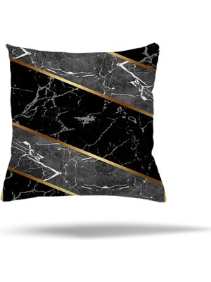 Uravas Store Pelangi Geometrik Patchwork Çiçek Etnik Desen Gizli Fermuarlı Yastık Kılıfı Kırlent Kılıfı, Gold- Siyah Gri 45 x 45