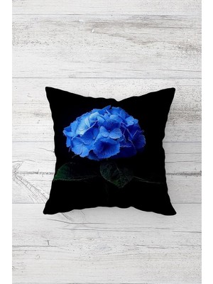 Uravas Store Pelangi Mavi Çiçek Desenli Çift Tarafı Baskılı Gizli Fermuarlı Yastık Kılıfı Kırlent Koltuk Yastık Kılıfı, Mavi-Siyah 45 x 45
