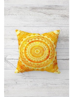 Uravas Store Pelangi Etnik Yoga Güneş Desen Çift Tarafı Baskılı Gizli Fermuarı Yastık Kılıfı Kırlent Koltuk Yastık Kılıfı, Sarı 45 x 45