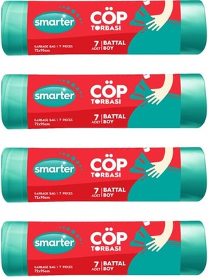 Uravas Store Smarter 4 Lü Battal Boy Çöp Torbası 72X95CM (Çöp Poşeti)