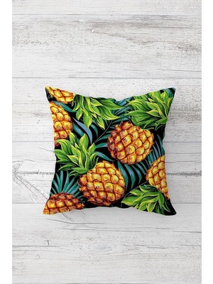 Uravas Store Pelangi Renkli Ananas Desenli Çift Tarafı Baskılı Gizli Fermuarlı Yastık Kılıfı Kırlent Koltuk Yastık Kılıfı, Sarı-Yeşil 45 x 45, 24691317045451