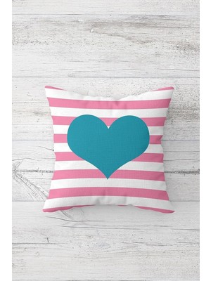 Uravas Store Pelangi Pembe Çizgi Üzerinde Çift Tarafı Baskılı Gizli Fermuarlı Yastık Kılıfı Kırlent Koltuk Yastık Kılıfı, Pembe-Mavi 45 x 45, 2469185945451