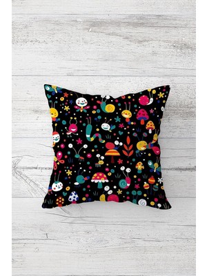 Uravas Store Pelangi Çift Tarafı Baskılı Gizli Fermuarlı Yıkanabilir Leke Tutmaz Dekoratif Kırlent Kılıfı Yastık Kılıfı, Siyah 45 x 45, 2469131858621