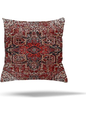 Uravas Store Pelangi Etnik Osmanlı Model Gizli Fermuarlı Yastık Kılıfı Kırlent Kılıfı Koltuk Yastık Kılıfı, Bordo 45 x 45