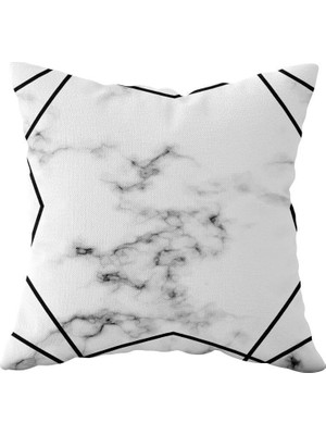 Uravas Store Pelangi Mermer Desenli Çift Taraflı Gizli Fermuarlı Yastık Kılıfı Kırlent Koltuk Yastık Kılıfı, Siyah-Beyaz-Gri 43 x 43