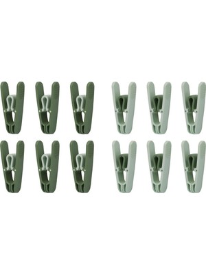 Uravas Store Çamaşır Mandalı, Yaysız Plastik, Paslanmaz, Dayanıklı, Renkli, 12 Adet (12, Açık Yeşil - Koyu Yeşil)