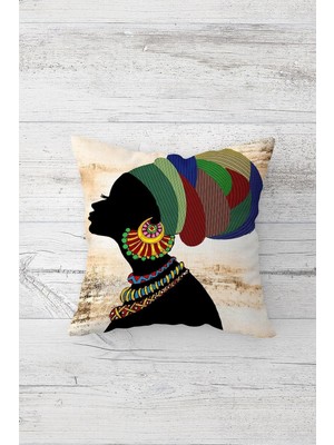 Uravas Store Pelangi Etnik Afrikalı Kadın Çift Tarafı Baskılı Gizli Fermuarlı Yastık Kılıfı Kırlent Koltuk Yastık Kılıfı, Beyaz-Siyah 45 x 45