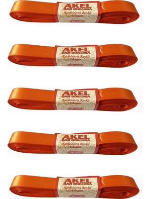 Akel Dar Dokuma Turuncu Saten Kurdele - 2 Cm. x 10 Metre - 5 Adet