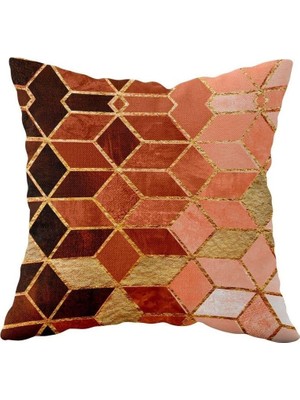 Uravas Store Pelangi Mozaik Geçişli Çift Taraflı Gizli Fermuarlı Yastık Kılıfı Kırlent Koltuk Yastık Kılıfı, Kahverengi-Gold-Pembe 43 x 43