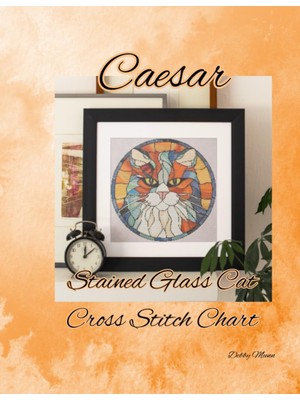 Uravas Store Independently Published "caesar": Stained Glass Cat Cross Stitch Design
