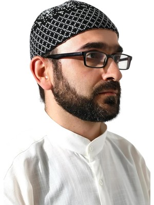 Uravas Store Kışlık Karyağdı Desenli Orlon Takke Siyah-Gri