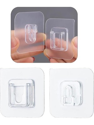 Uravas Store 20 Adet Kendinden Yapışkanlı Çift Taraflı Askı Aparat, Delme Gerektirmez, Güçlü Yapışkanlı Şeffaf Duvar Kancası, Banyo Mutfak Ofis Için Çok Amaçlı Askılık