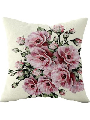Uravas Store Pelangi Gül Desenli Çift Taraflı Gizli Fermuarlı Yastık Kılıfı Kırlent Koltuk Yastık Kılıfı, Pembe-Beyaz 43 x 43