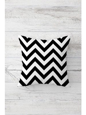 Uravas Store Pelangi Siyah Beyaz Zigzag Çift Tarafı Baskılı Gizli Fermuarlı Yastık Kılıfı Kırlent Koltuk Yastık Kılıfı, Beyaz-Siyah 45 x 45, 2469199945451