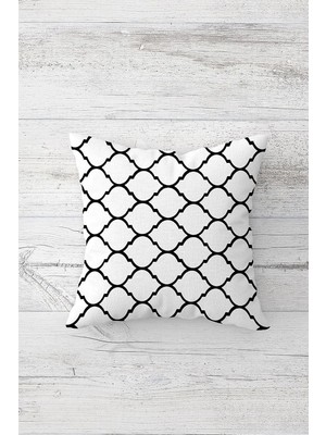 Uravas Store Pelangi Geometrik Damla Desen Çift Tarafı Baskılı Gizli Fermuarlı Yastık Kılıfı Kırlent Koltuk Yastık Kılıfı, Beyaz-Siyah 45 x 45