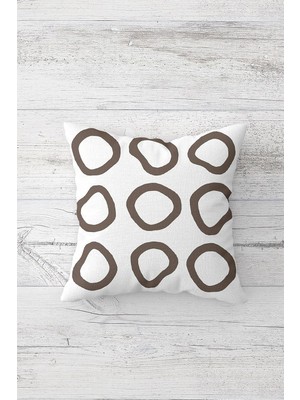 Uravas Store Pelangi Geometrik Desenli Çift Tarafı Baskılı Gizli Fermuarlı Yastık Kılıfı Kırlent Koltuk Yastık Kılıfı, Beyaz-Kahve 45 x 45