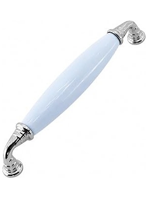 Uravas Store Helen Mavi Porselen Krom Kulp 128 mm 12.8 cm Mobilya Çekmece Dolabı Dolap Kapak Kulplar Kulb Kulpu