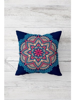 Uravas Store Pelangi Mandala Desenli Çift Tarafı Baskılı Gizli Fermuarlı Yastık Kılıfı Kırlent Koltuk Yastık Kılıfı, Koyu Lacivert-Mavi 45 x 45, 24691161545451