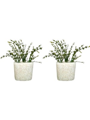 Uravas Store 2 Adet Vazo Dahil,vazoda Çiçek,beyaz Yapay Çiçek,vazo Dekoratif Deniz Taşı El Yapımı 10X5X14CM