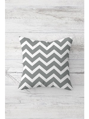 Uravas Store Pelangi Gri Beyaz Zigzag Desen Çift Tarafı Baskılı Gizli Fermuarlı Yastık Kılıfı Kırlent Yastık Kılıfı, Gri-Beyaz 45 x 45