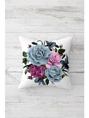 Uravas Store Pelangi Modern Çiçekler Çift Tarafı Baskılı Gizli Fermuarlı Yastık Kılıfı Kırlent Koltuk Yastık Kılıfı, Yeşil-Pembe-Gri 45 x 45, 2469170745451