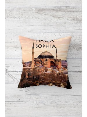 Uravas Store Pelangi Ayasofya Desenli Çift Tarafı Baskılı Gizli Fermuarlı Yastık Kılıfı Kırlent Koltuk Yastık Kılıfı, Pudra-Siyah 45 x 45