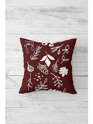 Uravas Store Pelangi Bohem Yaprak Desenli Çift Tarafı Baskılı Gizli Fermuarlı Yastık Kılıfı Kırlent Koltuk Yastık Kılıfı, Vişne Çürüğü 45 x 45