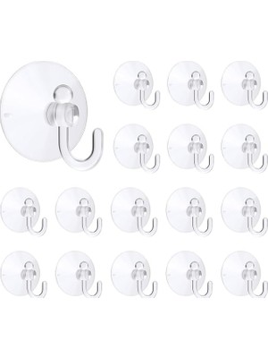 Uravas Store 16’lı Şeffaf, Vantuzlu Kanca Seti, Güçlü Tutuşlu, Iz Bırakmayan Pvc Askı Aparatı, Işık Zinciri, LED Işık Ağı, Perde, Balon, Yılbaşı, Parti ve Etkinlik Dekorasyonu Için Pratik Kullanım (Küçük)