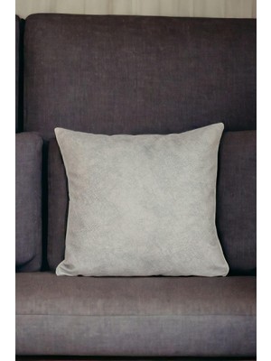 Uravas Store Asdiva 43X43 cm Açık Gri Kırlent Kılıfı Dekoratif Kadifemsi Etnik INTA-701