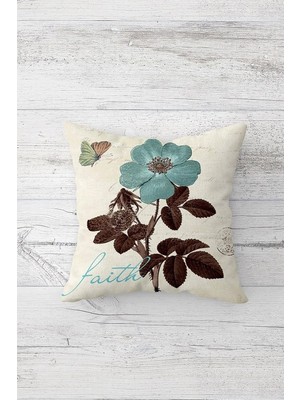 Uravas Store Pelangi Modern Çiçek ve Kelebek Çift Tarafı Baskı Gizli Fermuarlı Yastık Kılıfı Kırlent Koltuk Yastık Kılıfı, Turkuaz-Kahve 45 x 45, 2469150145451