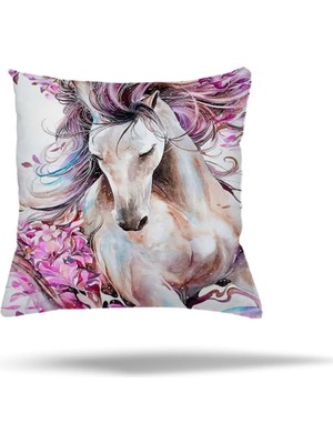 Uravas Store Pelangi At Desenli Gizli Fermuarlı Yastık Kılıfı Kırlent Kılıfı Koltuk Yastık Kılıfı, Pembe-Bej 45 x 45