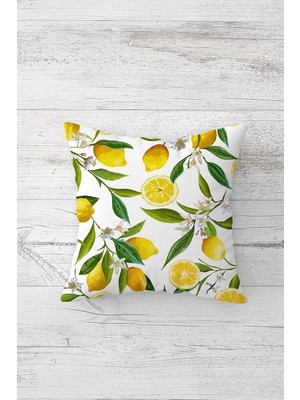 Uravas Store Pelangi Limon Ağacı Desenli Çift Tarafı Baskılı Gizli Fermuarlı Yastık Kılıfı Kırlent Koltuk Yastık Kılıfı, Limon Sarısı-Yeşil 45 x 45