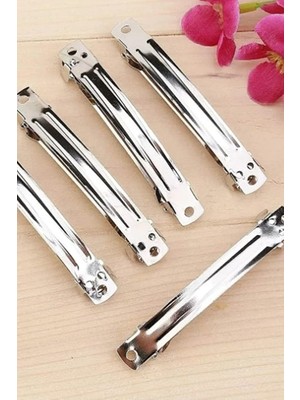 Uravas Store 20 Adet 5 cm Gümüş Renk Metal Otomatik Toka Boş Süslenmemiş - TK2702202332
