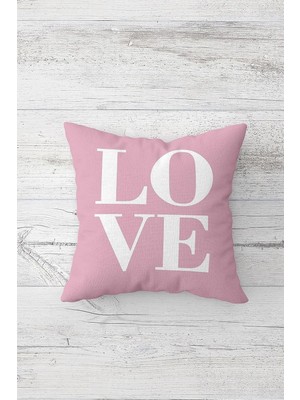 Uravas Store Pelangi Love Yazılı Çift Tarafı Baskılı Gizli Fermuarlı Yastık Kılıfı Kırlent Koltuk Yastık Kılıfı, Pembe 45 x 45